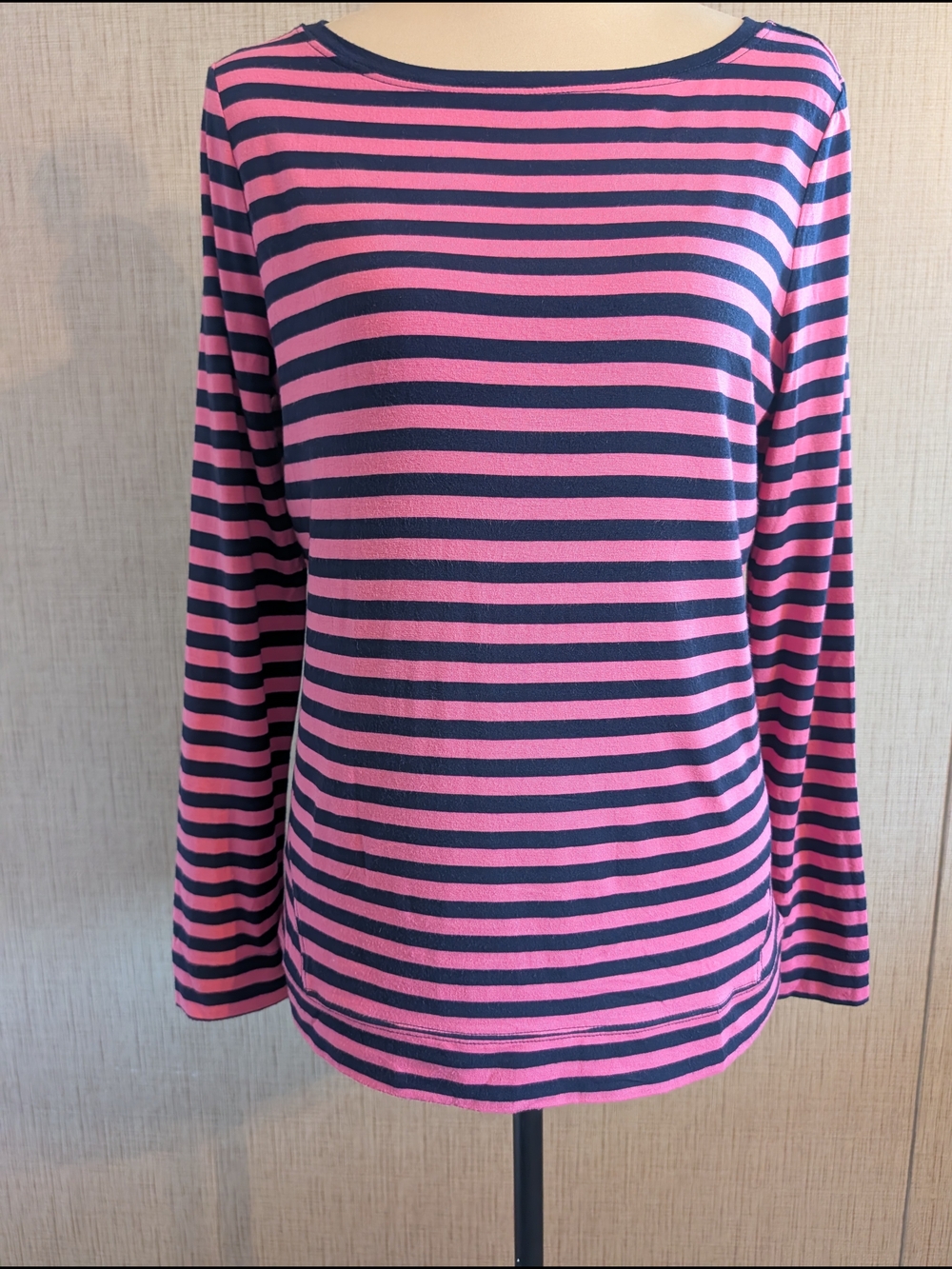 Talbots Pink & Navy Striped Long-Sleeve Tee